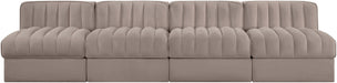Rummi - Armless Velvet Performance Fabric Upholstered 4 Piece Modular Sofa - Stylish Home Furniture