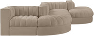 Rummi - Rounded Velvet Performance Fabric Upholstered 6 Piece Modular Sectional - Stylish Home Furniture