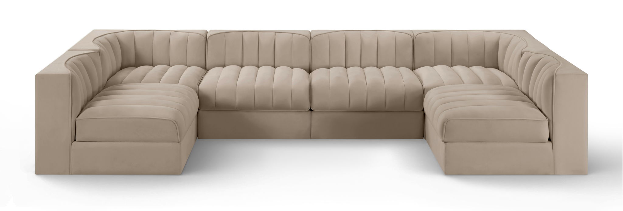 Rummi - Armless Velvet Performance Fabric Upholstered 6 Piece Modular Sectional - Stylish Home Furniture