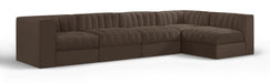 Rummi - Velvet Performance Fabric Upholstered 5 Piece Modular Sectional, L-Shaped (Right) - Stylish Home Furniture