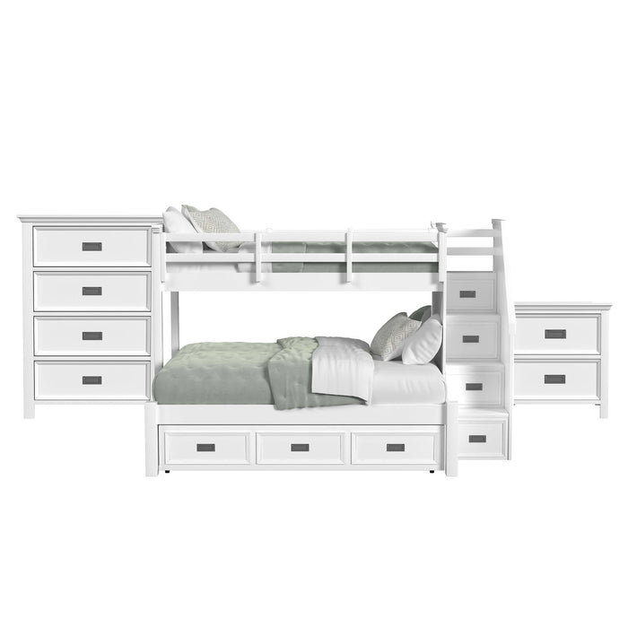 Hampton Kids - Bunk With Staircase And Trundle Bedroom Set - Stylish Home Furniture