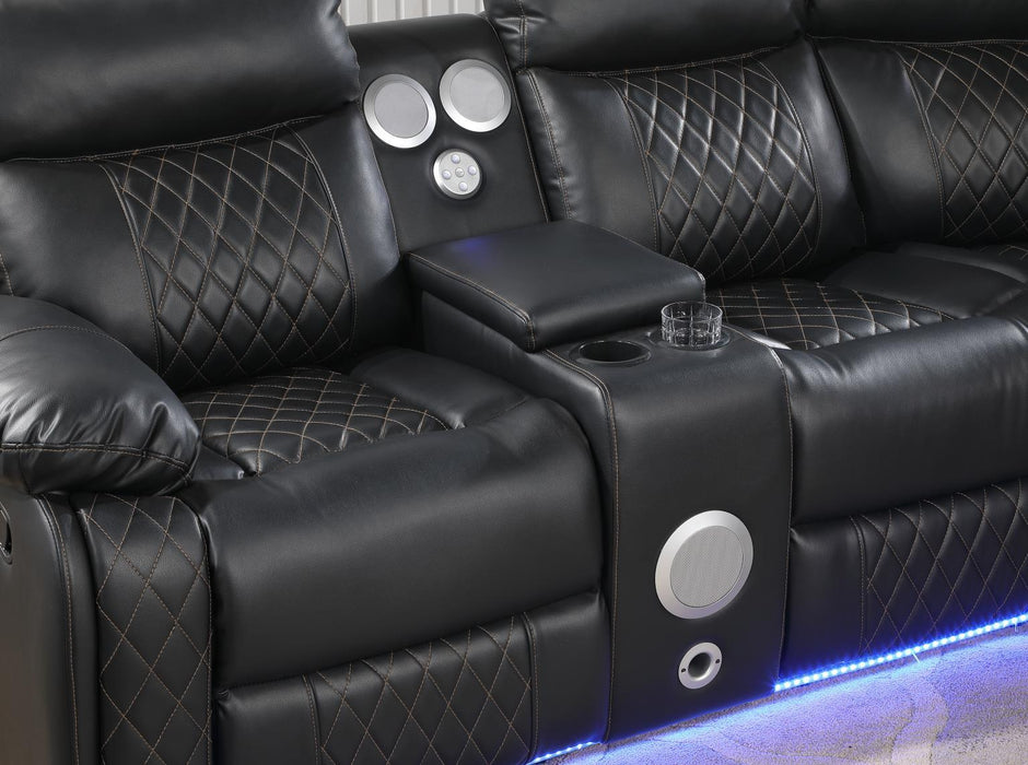 U63 - Motion 3 Piece Sectional With Bluetooth Speaker - Black