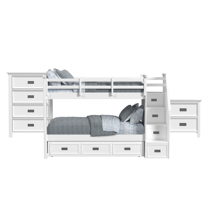 Hampton Kids - Bunk With Staircase And Trundle Bedroom Set - Stylish Home Furniture