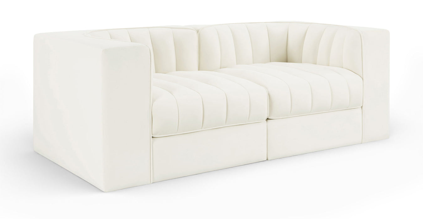 Rummi - Velvet Performance Fabric Upholstered 2 Piece Modular Loveseat - Stylish Home Furniture