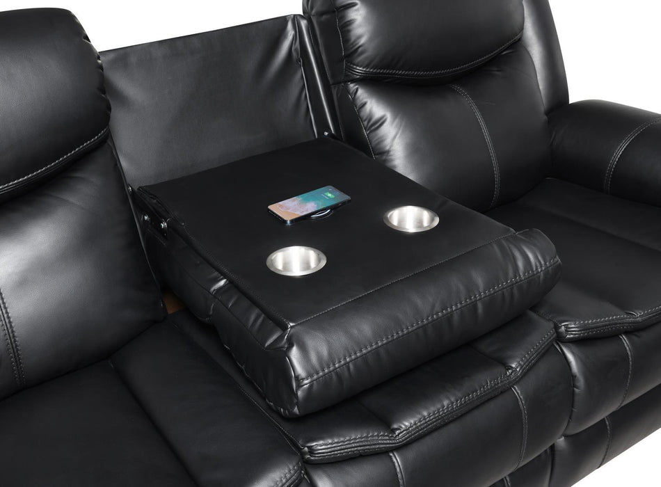 U100 - Power Reclining Sofa With LED Light - Black