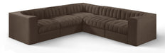 Rummi - Symmetrical Velvet Performance Fabric Upholstered 5 Piece Modular Sectional - Stylish Home Furniture