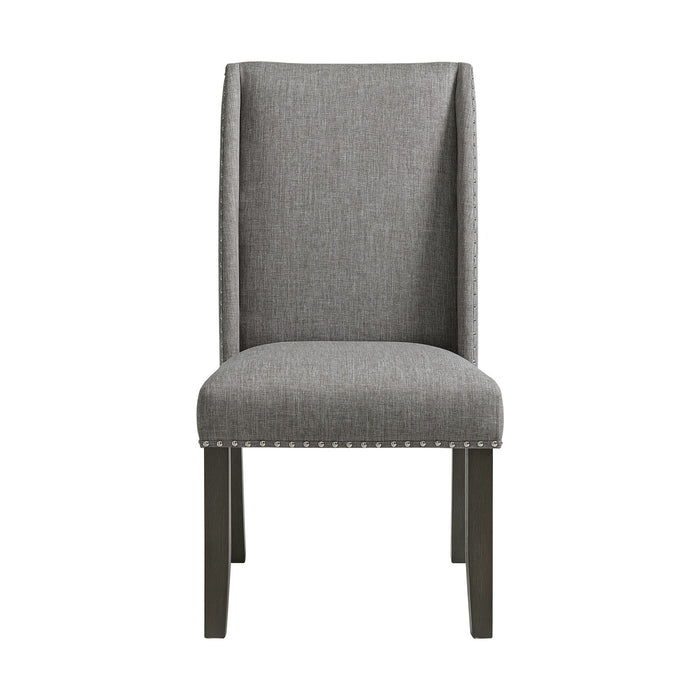Everdeen - Side Chair With Gray Fabric and Nail Heads (Set of 2) - Charcoal - Stylish Home Furniture