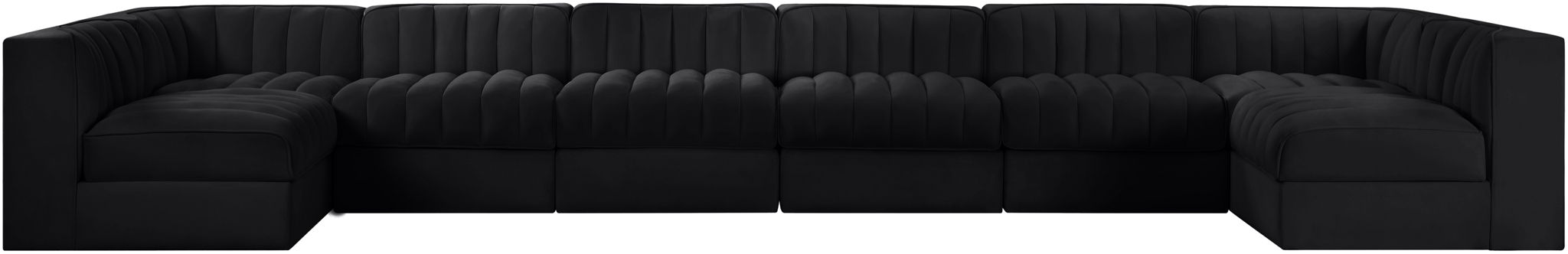 Rummi - Velvet Performance Fabric Upholstered 8 Piece Modular Sectional (With 2 Corner Chairs) - Stylish Home Furniture