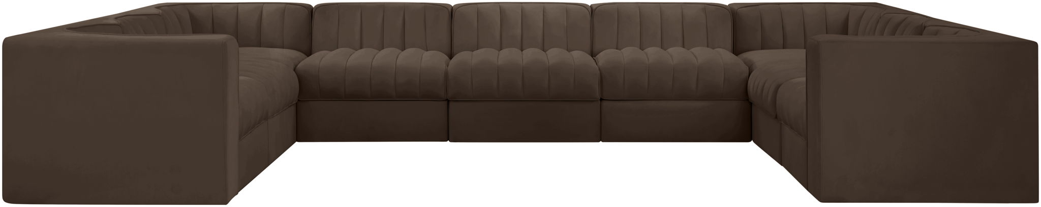 Rummi - Velvet Performance Fabric Upholstered 9 Piece Modular Sectional - Stylish Home Furniture