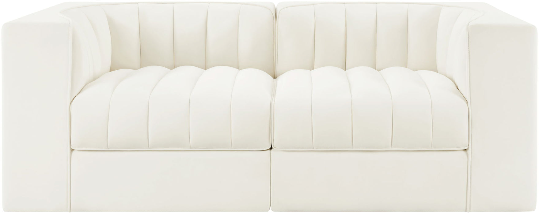 Rummi - Velvet Performance Fabric Upholstered 2 Piece Modular Loveseat - Stylish Home Furniture