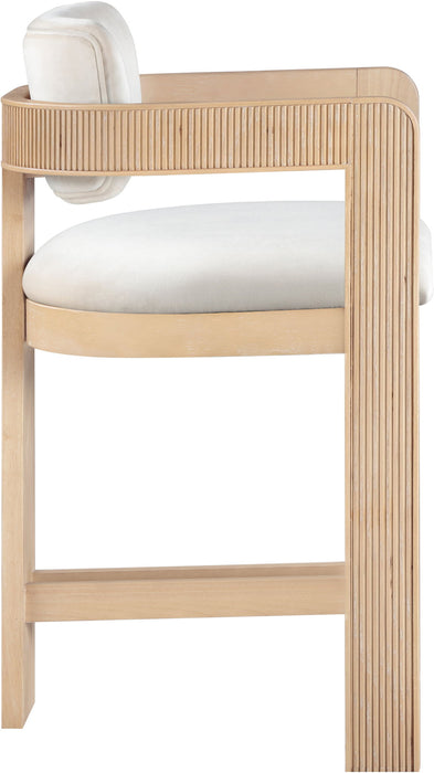 Sacha - Velvet Stool With Natural Base