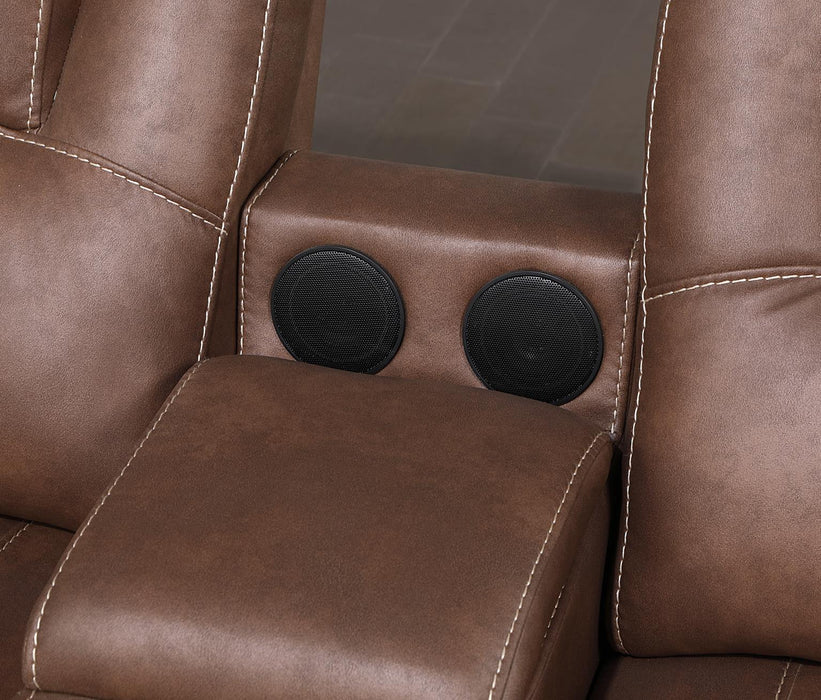 U120 - Motion Loveseat With Bluetooth Speaker, Wireless Charger - Brown