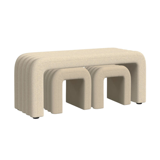 Seqouia - Bench With 2 Stools - Cream - Stylish Home Furniture