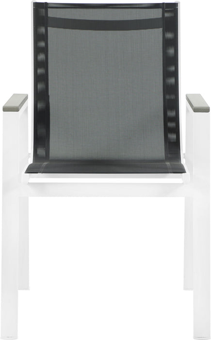 Nizuc - Outdoor Patio Dining Arm Chair With White Frame And Gray Arms (Set of 2)