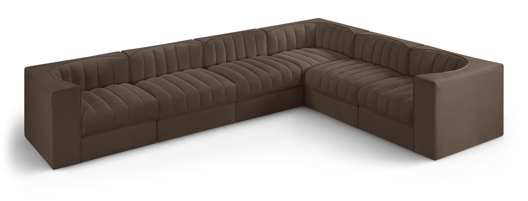 Rummi - Velvet Performance Fabric Upholstered 6 Piece Modular Sectional (With 3 Corner Chairs) - Stylish Home Furniture