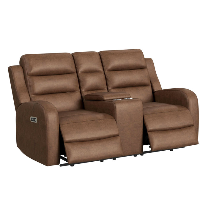 Avanti - PU Power Motion Loveseat With Power Motion Head Recliner & Console