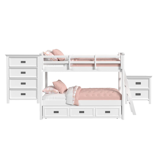 Hampton Kids - Bunk With Ladder And Trundle Bedroom Set - Stylish Home Furniture