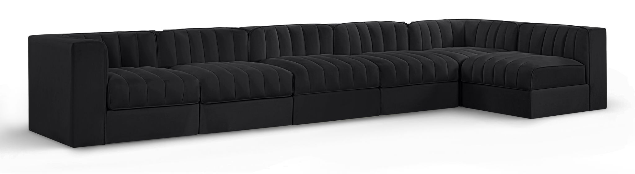 Rummi - Velvet Performance Fabric Upholstered 6 Piece Modular Sectional, L-Shaped (Right) - Stylish Home Furniture