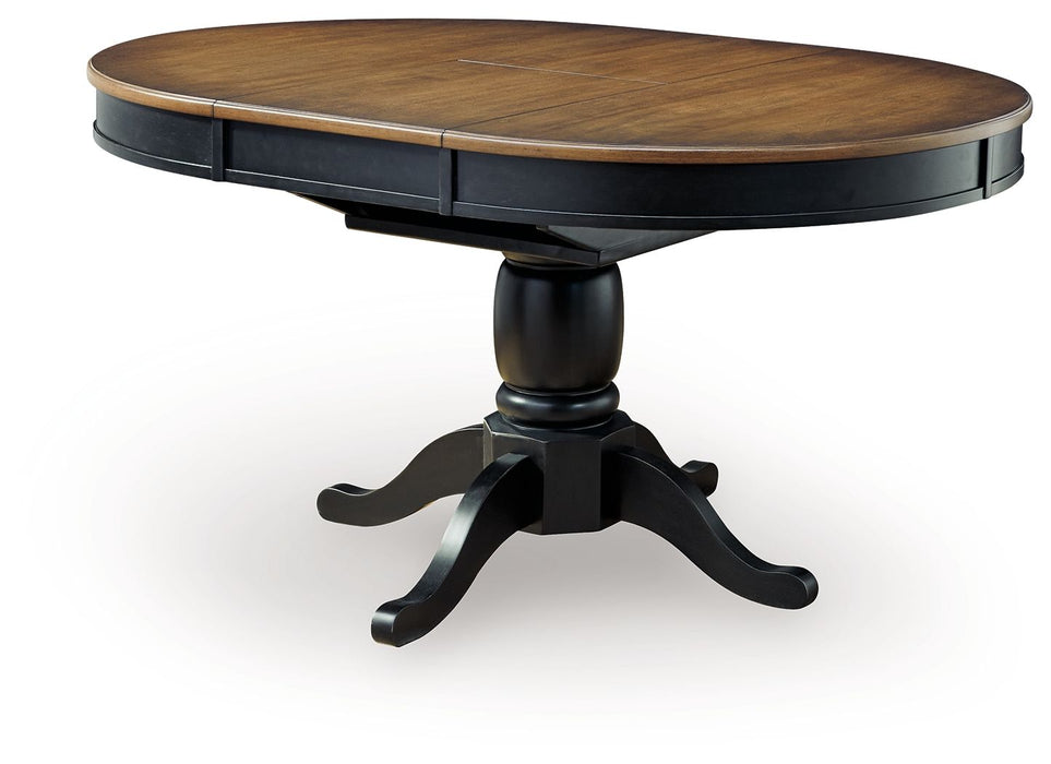 Clorazi - Oval Dining Room Butterfly Extension Table - Black / Brown - Stylish Home Furniture
