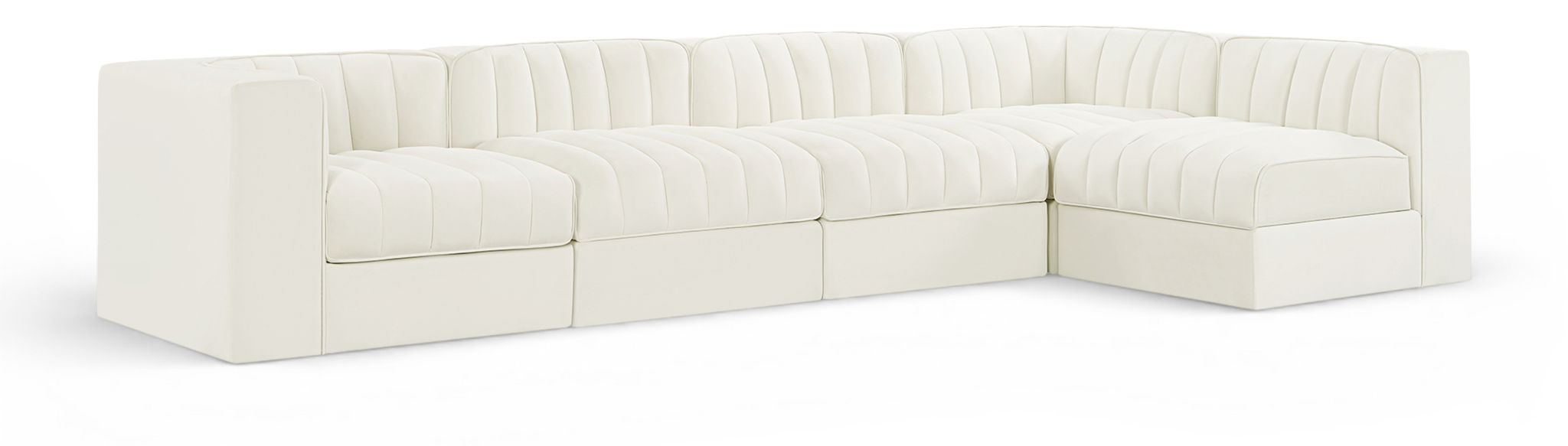 Rummi - Velvet Performance Fabric Upholstered 5 Piece Modular Sectional, L-Shaped (Right) - Stylish Home Furniture