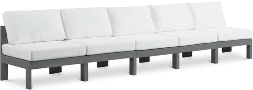 Nizuc - Outdoor Patio 5 Seat Modular Armless Sofa With Gray Frame