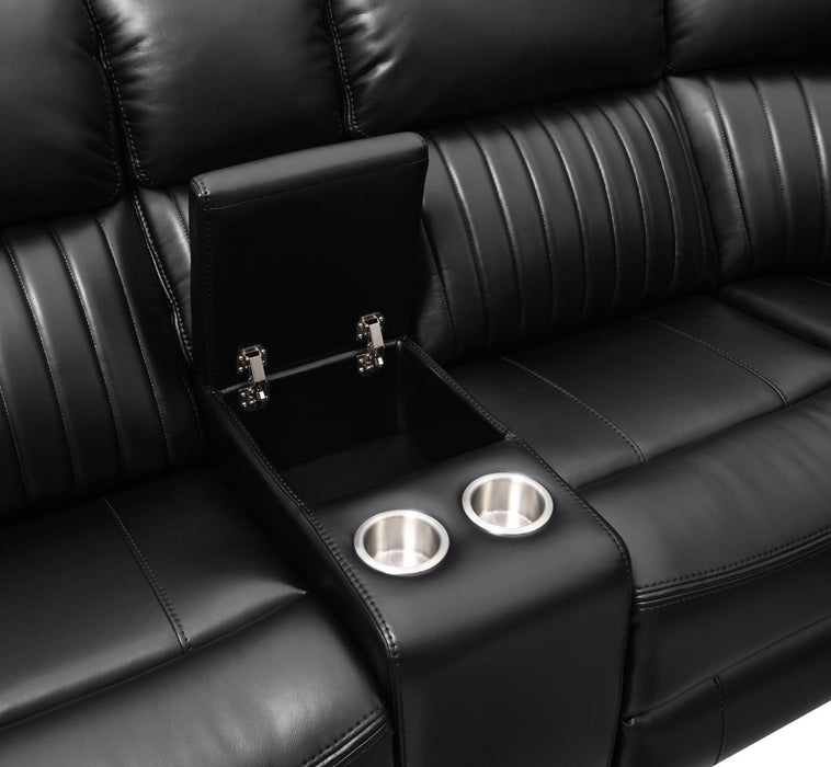 U22 - 3 Piece Power Reclining Sectional With Screen - Black