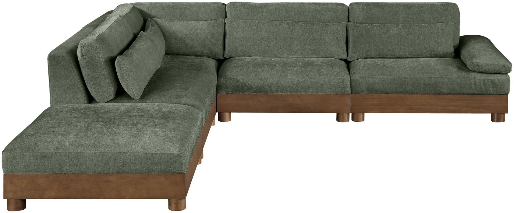 Turin - Chenille Fabric Upholstered Modular Sectional - Green