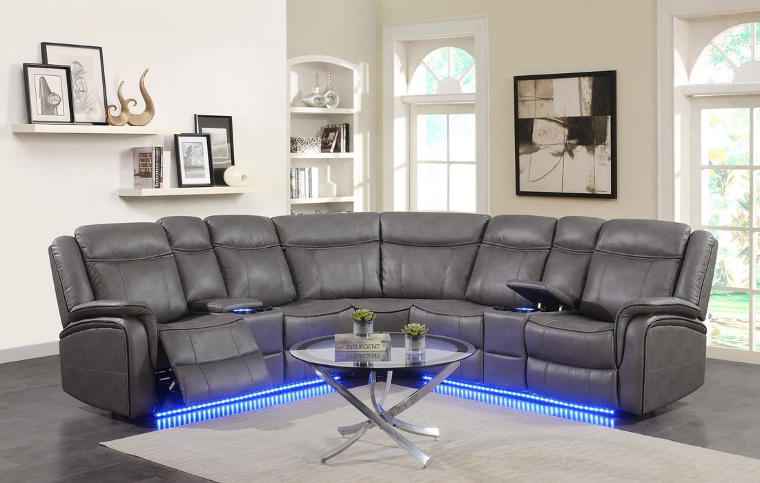 U36 - 3 Piece Power Reclining Sectional (2 Power) - Gray