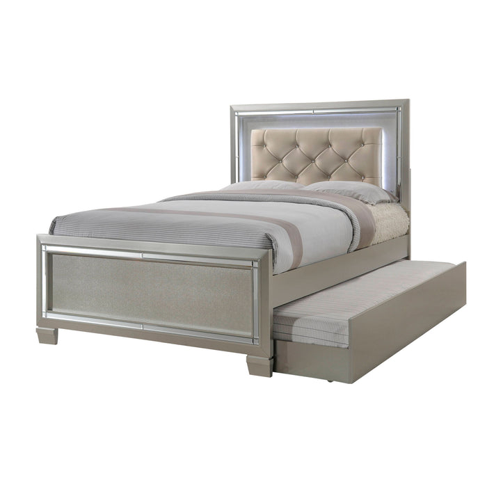 Platinum - Youth Full Platform Bed With Trundle - Сhampagne - Stylish Home Furniture