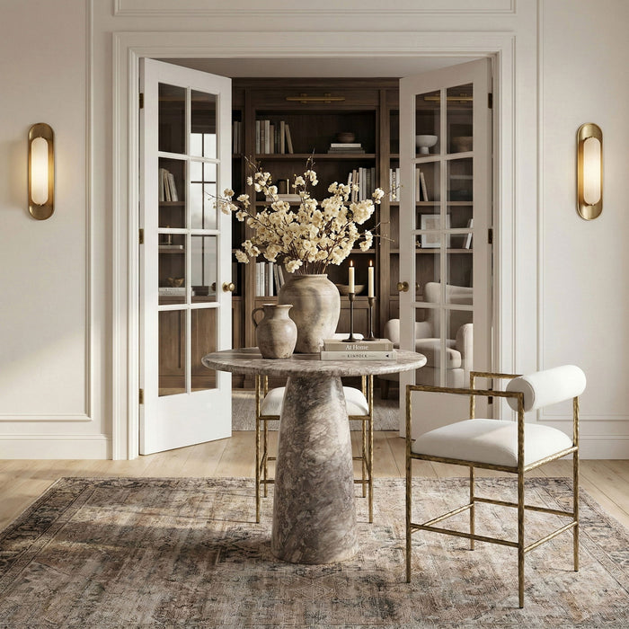 Axis - Linen Textured Cream Fabric Upholstered Counter Stool (Set of 2) - Stylish Home Furniture