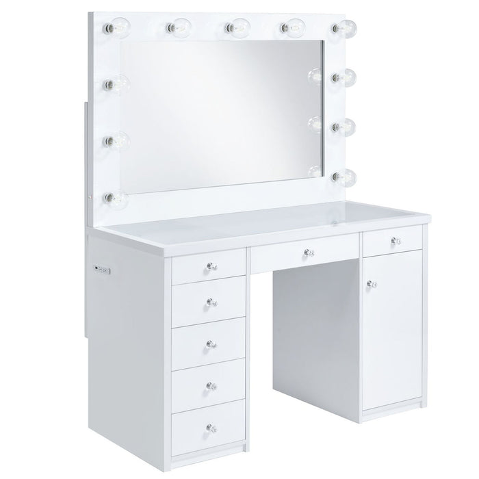 Amia - Complete Vanity With Lightbulbs - Glossy White - Stylish Home Furniture