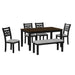 Brooks - 6 Piece Dining Set With Table, 4 Wood Back And Upholstered Seat Chairs, And Bench - Stylish Home Furniture