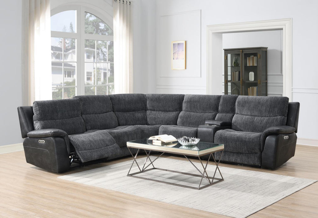 U17 - 6 Piece Power Reclining Sectional With Power Headrest - Dark Gray