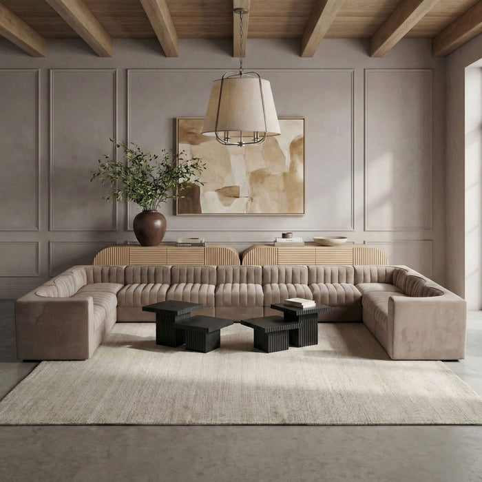 Rummi - Velvet Performance Fabric Upholstered 11 Piece Modular Sectional - Stylish Home Furniture