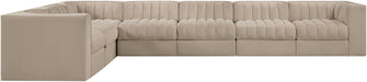 Rummi - Velvet Performance Fabric Upholstered 7 Piece Modular Sectional (With 3 Corner Chairs) - Stylish Home Furniture