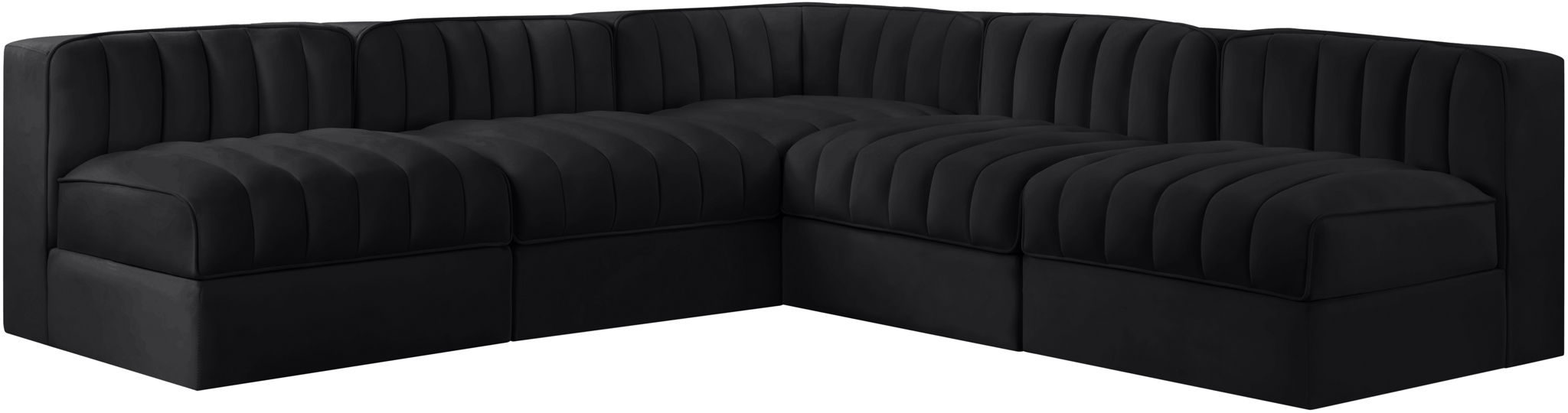 Rummi - Armless Velvet Performance Fabric Upholstered 5 Piece Modular Sectional - Stylish Home Furniture