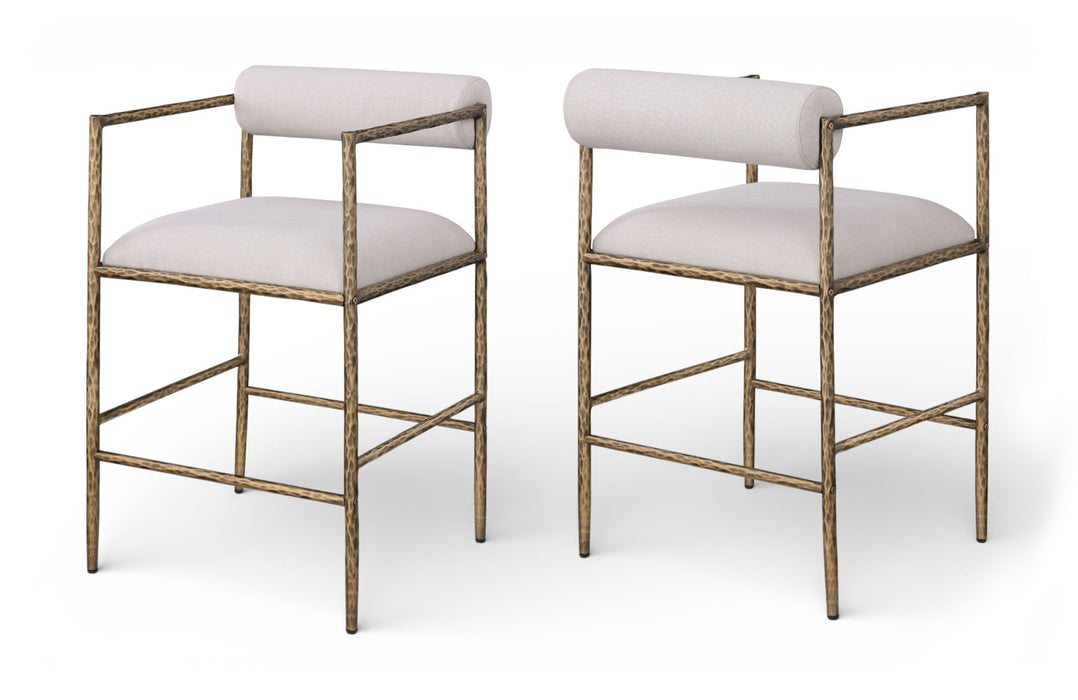 Axis - Linen Textured Beige Fabric Upholstered Counter Stool (Set of 2) - Stylish Home Furniture