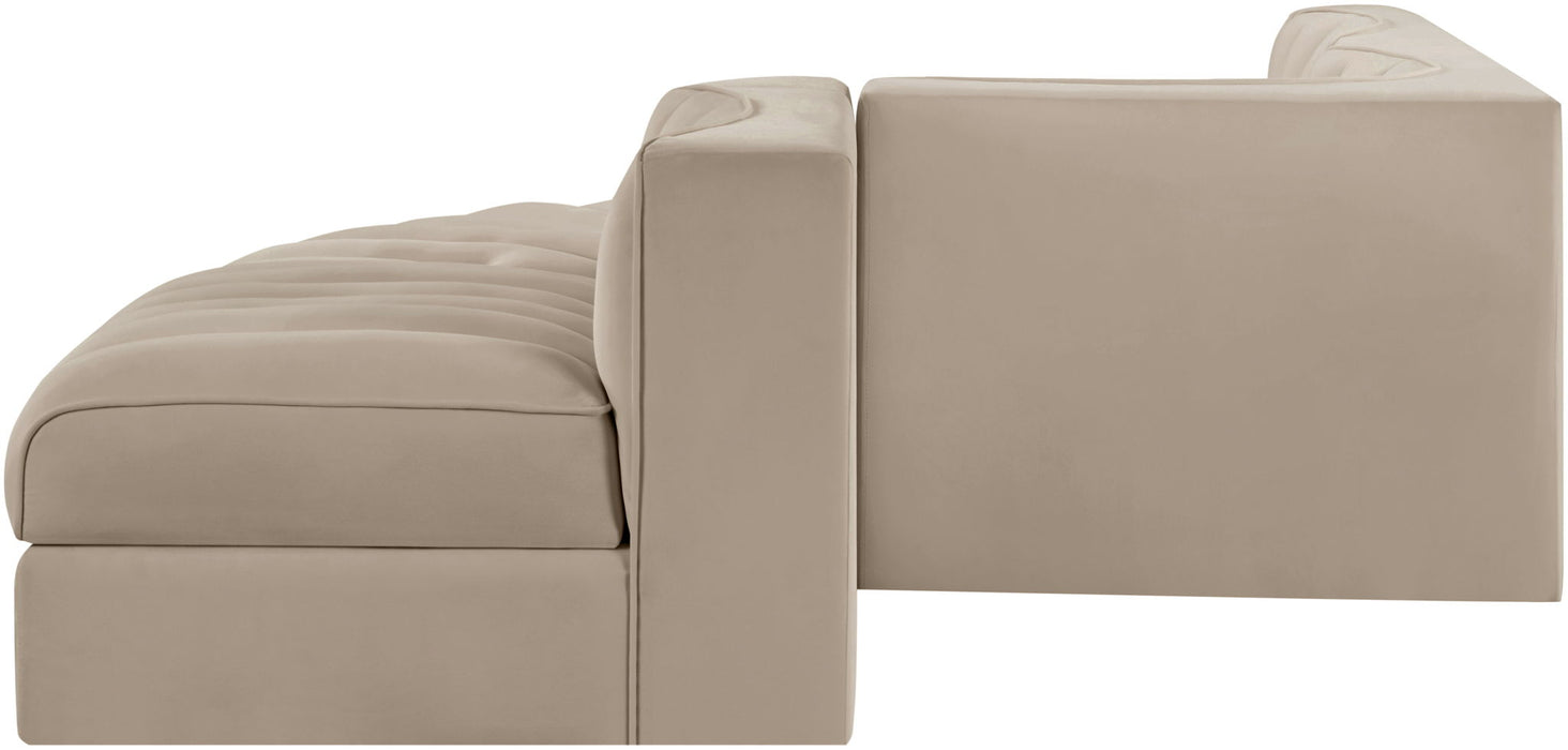 Rummi - Rounded Velvet Performance Fabric Upholstered 5 Piece Modular Sectional - Stylish Home Furniture