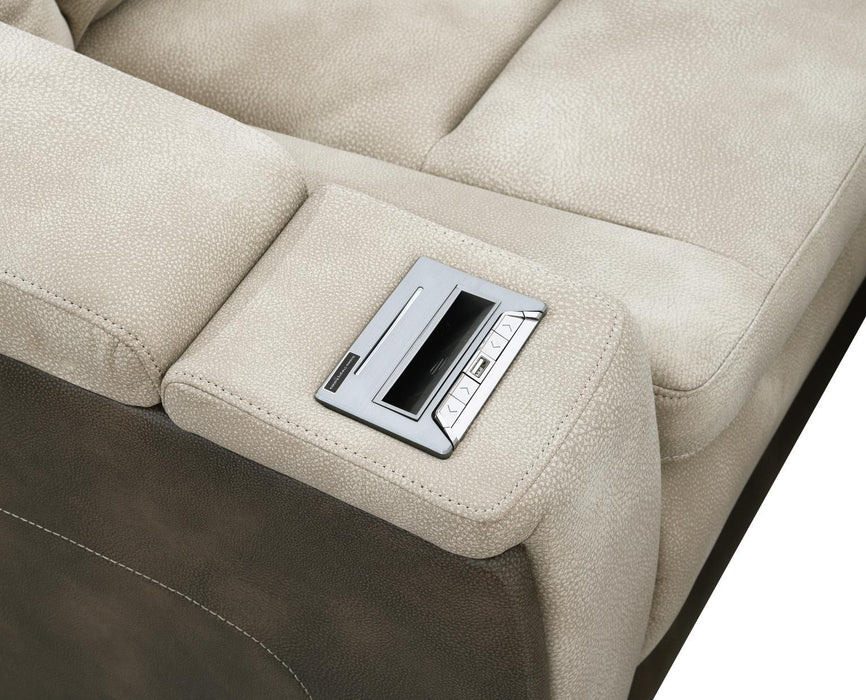U78 - Power Reclining Chair With Power Headrest, Storage Arms / USB And Wireless Charger - Sand / Brown