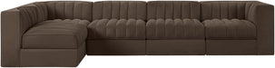 Rummi - Velvet Performance Fabric Upholstered 5 Piece Modular Sectional, L-Shaped (Right) - Stylish Home Furniture