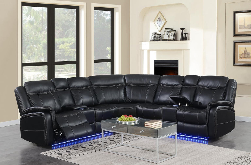 U35 - 3 Piece Power Reclining Sectional (2 Power) - Black