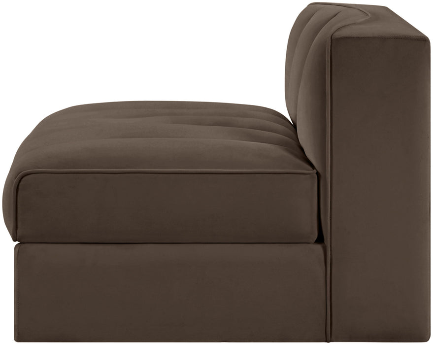 Rummi - Velvet Performance Fabric Upholstered Modular Armless Chair - Stylish Home Furniture