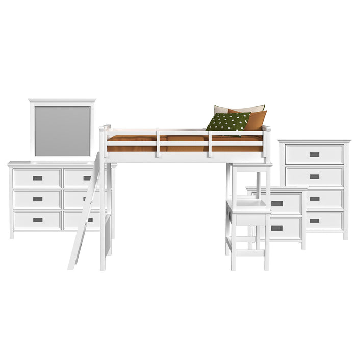 Hampton Kids - Loft With Ladder And Desk With Speaker Bedroom Set - Stylish Home Furniture