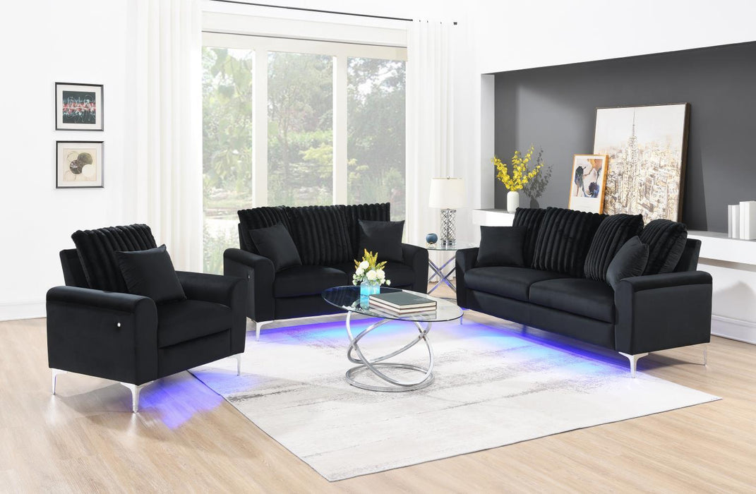 U480 - 3 Piece Living Room Set (Sofa, Loveseat, Chair) - Black