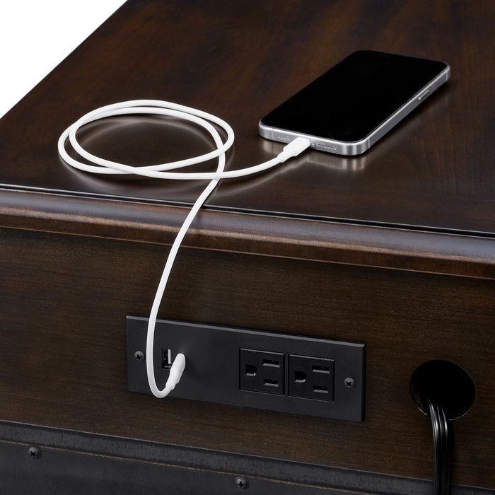 Wagner - Chairside Table With USB - Cherry - Stylish Home Furniture