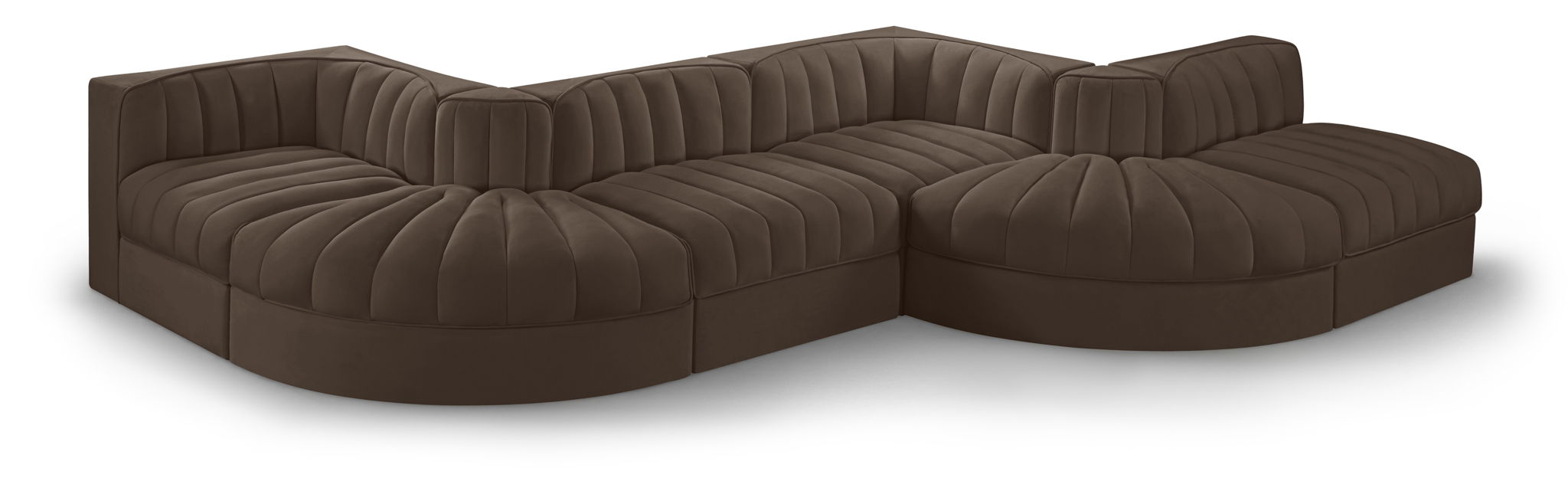 Rummi - Rounded Velvet Performance Fabric Upholstered 6 Piece Modular Sectional - Stylish Home Furniture