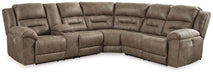 Ravenel - 3-Piece Power Reclining Sectional With Laf Power Reclining Loveseat With Console - Faux Leather - Fossil - Stylish Home Furniture