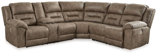 Ravenel - 3-Piece Power Reclining Sectional With Laf Power Reclining Loveseat With Console - Faux Leather - Fossil - Stylish Home Furniture