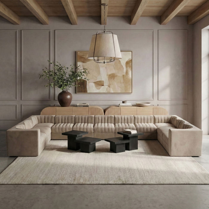 Rummi - Velvet Performance Fabric Upholstered 11 Piece Modular Sectional - Stylish Home Furniture