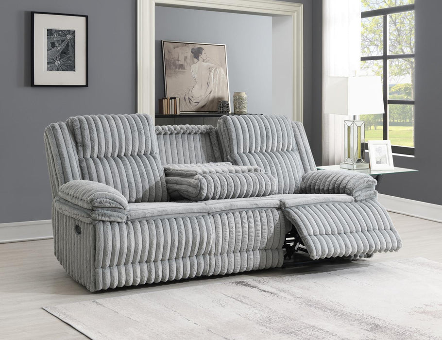 U113 - Corduroy Motion Sofa With Dropdown - Gray